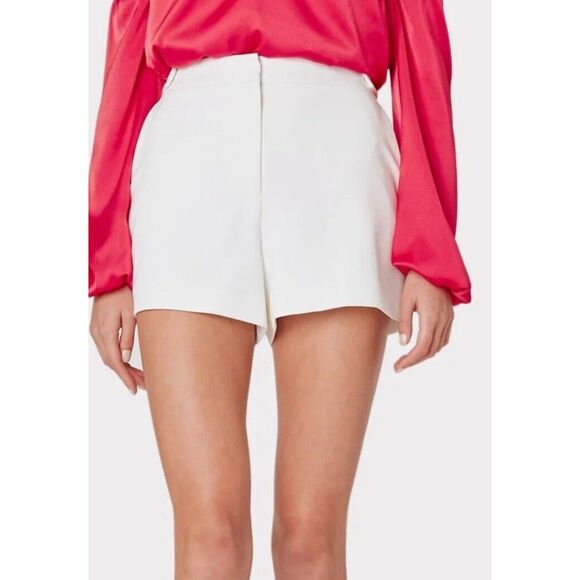 MILLY Aria Cady Sz 6 Button Tab Shorts Ivory Ecru White - Picture 14 of 16